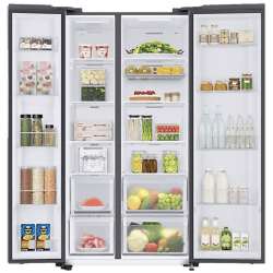 SAMSUNG 653 Litres 3 Star Auto Defrost Side by Side Refrigerator with Twin Cooling Plus | RS76CB811333HL | Glam Deep Charcoal