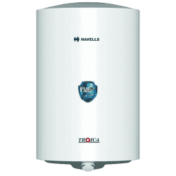 Havells Troica Vertical Storage Water Heater | 10 L | 4 Star | White & Grey