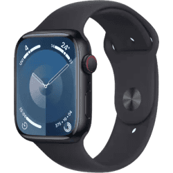 Apple Watch Series 9 | GPS + Cellular 45mm Midnight Case & Midnight Sport Band | Midnight Strap