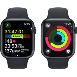 Apple Watch Series 9 | GPS + Cellular 45mm Midnight Case & Midnight Sport Band | Midnight Strap