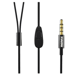 Remax RM-303 3.5mm Plug Wired Earphones with Mic Pure Music in-Ear Headphones for Computer Mobile Phone | Black