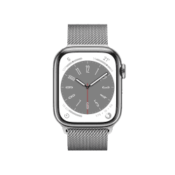Apple Watch Series 8 | 45 mm | Silver Stainless Steel Case with Silver Milanese Loop (GPS + Cellular)