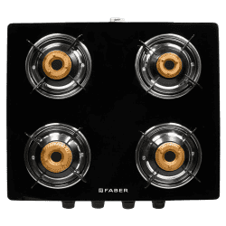 FABER Star 4BB BK Gas Stove | 4 Burner | Black