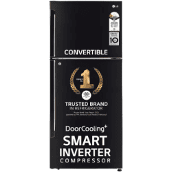 LG 1 Star Frost Free Double Door Convertible Refrigerator | Door Cooling | Inverter Compressor | Express Freeze | Multi Air Flow | 412 L | GL-T432AESR | Ebony Sheen