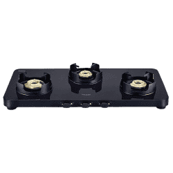 Prestige Gas Stove | EdgeSchott | Glass-Top | 3 Brass Burner | Ultra-Slim Body | Black