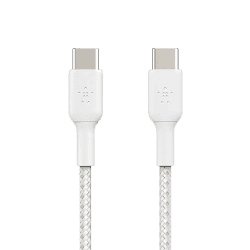 Belkin USB-C to USB-C Braided 3.3 Feet 1 Meter Fast charging Type C Cable | 60W | White