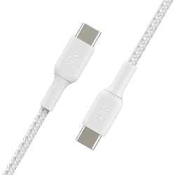 Belkin USB-C to USB-C Braided 3.3 Feet 1 Meter Fast charging Type C Cable | 60W | White