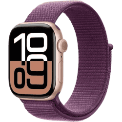 Apple Watch Series 10 | GPS | 42mm | Rose Gold Aluminium with Plum Sport Loop | Plum Strap