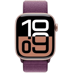 Apple Watch Series 10 | GPS | 42mm | Rose Gold Aluminium with Plum Sport Loop | Plum Strap