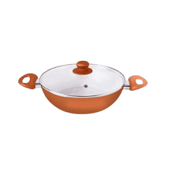 Impex Nonstick Aluminium Kadai Pan | PEARL-2475 | 24 cm | Ceramic Coated