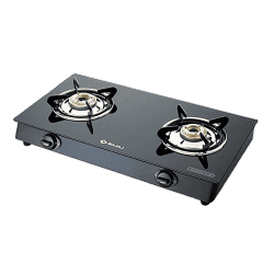 BAJAJ GP6 Stainless Steel Glass Gas Stove | 2 Burner | Black