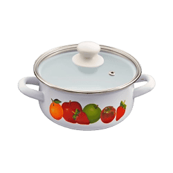 Nolta | Enamel Pot With Lid | 18 cm | White