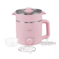 Pigeon | Swift Plus | 1.5L | Stovekraft |  Auto Shut-off |  Double Layered Food Grade Stainless  Inner wall With Glass Lid Multi-Cook Kettle | Pink