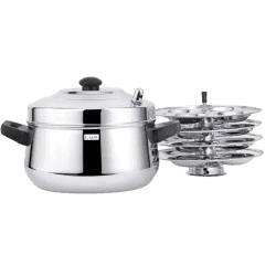 LLM Curve Idly Cooker | 4 Plates Set |  Induction And Standard Idli Maker |  Stainless Steel