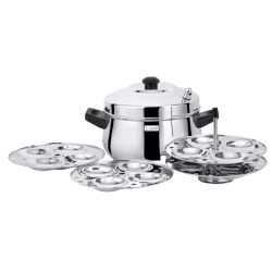 LLM Curve Idly Cooker | 4 Plates Set |  Induction And Standard Idli Maker |  Stainless Steel