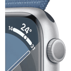 Apple Watch Series 9 | GPS 45mm Silver Aluminium Case with Winter Blue Sport Loop | Silver Strap