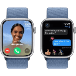 Apple Watch Series 9 | GPS 45mm Silver Aluminium Case with Winter Blue Sport Loop | Silver Strap