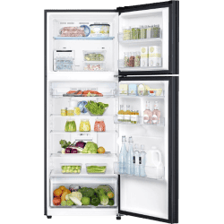 Samsung Frost Free Double Door Refrigerator | 385 L | 3 Star | Optimal Fresh Digital Inverter with Display | Luxe Black | RT42C553EBX/HL