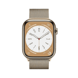 APPLE WATCH SERIES 8 45MM GOLD STAINLESS STEEL CASE GOLD STAINLESS STEEL MILANESE LOOP CEL
