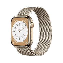 APPLE WATCH SERIES 8 45MM GOLD STAINLESS STEEL CASE GOLD STAINLESS STEEL MILANESE LOOP CEL