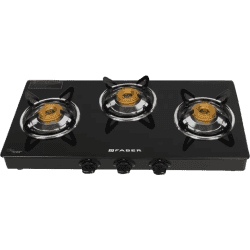 Faber Power 3BB BK Glass Manual Gas Stove | 3 Burners