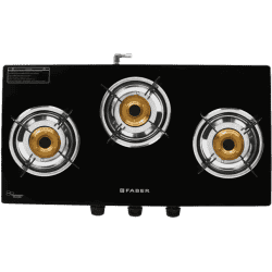 Faber Power 3BB BK Glass Manual Gas Stove | 3 Burners