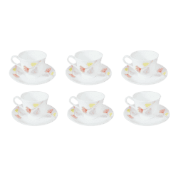 Nolta Ceramic Cup & Saucer | White & Orange