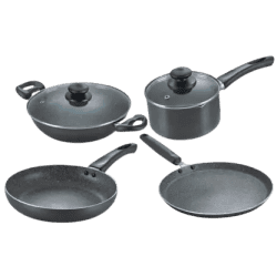 Prestige Omega Granite BYK Induction Bottom Non-Stick Coated Cookware Set | Aluminium | 4 Piece