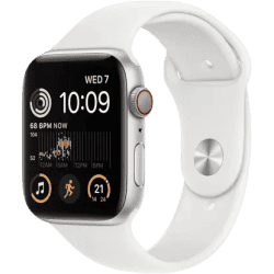 Apple Watch SE 2nd Gen | GPS | 44 mm | Heart Rate Monitor | Sleep Tracking | White Sport Band | MNK23HN/A