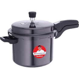 Wonderchef Taurus Hard Anodized Outer Lid Pressure Cooker | 5L | SS Lid | Black