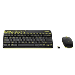 Logitech Nano Wireless USB Keyboard Mouse Combo  | Black and Chartreuse Yellow | MK240