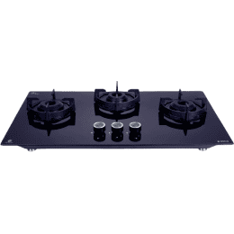 Elica  Flexi 375 Lotus IND HD Brass Automatic Hob | 3 Burners | Black