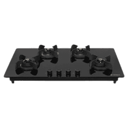 Faber Ultima Plus AI Toughened Glass Automatic Electric Hob | 4 Burner | Premium Quality Knob | Black | HT904 CRS BR CI
