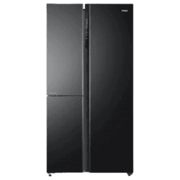 Haier Frost Free Side by Side Refrigerator | 598 L | 3 Star | Black Glass | HRT-683KGU1