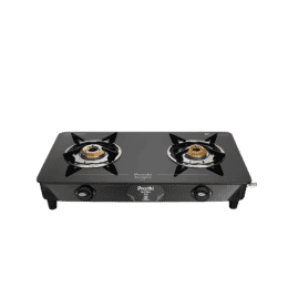 Preethi Blu Flame Zeal Plus Glass Manual Gas Stove |  2 Burner | Black | GTS408
