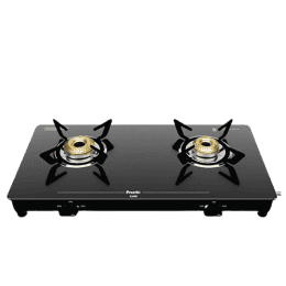 Preethi Luxe Glass Top Gas Stove | With Driptray Less Infinity Design | Black