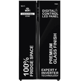 Haier Frost Free Side By Side Refrigerator | 602 L | Black Glass | HRS-682KGU1