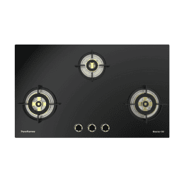 Pureflames Master 90 Glasstop Hob | 3 Burners | Black
