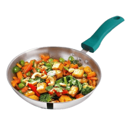 The Indus Valley Stainless Steel Capsule Frypan | Green Bakelite Handle | 22CM | 1.5Ltr