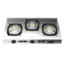 Preethi Glory Plus | Stainless Steel Gas Stove | 3 Burner