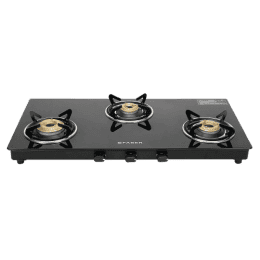 Faber Spark 3BB BK Gas Stove | 3 Burners | Brass Burners | Black