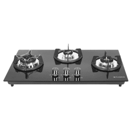 Faber HOB SUPERIA HT763 BR AI | 3 Brass Burners | Toughened Black Glass