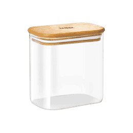 Treo Recto Jar with Wooden Lid | 800 ML | Transparent