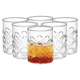 Borosil Crown Whiskey Glass | Set of 6 | 350ml | Glass