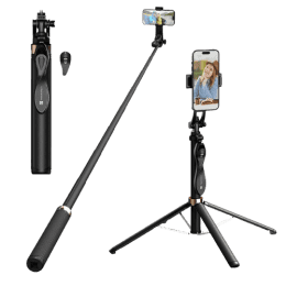 Portronics Lumistick Pro | Enhanced Stability Tripod | Detachable Bluetooth Remote | Black