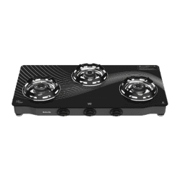 Butterfly Renz Glass Top Gas Stove | 3 Burner | Black