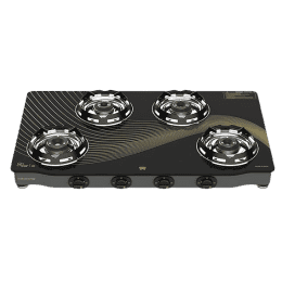 Butterfly Renz Glass Top Gas Stove | 4 Burner | Black