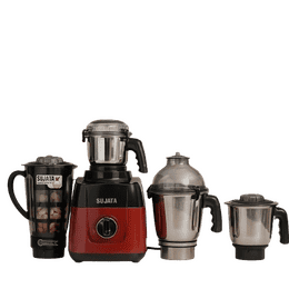 Sujata 1000W Mixer Grinder | 3 Jars steel & 1 Jar Glass | Red & Black | MG03