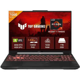 ASUS TUF Gaming Laptop | A16 AMD Ryzen 7 Hexa Core 7445HS | 16 GB | 1 TB SSD | NVIDIA GeForce RTX 4050 | Mecha Gray | FA607NUG-RL189WS
