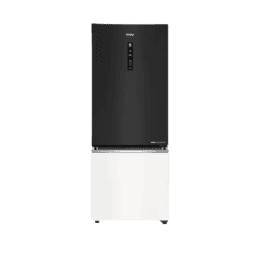 Haier Vogue Bottom Mount Refrigerator | 2 Star | 325L | Black White Glass | HRB-3752KWG-P